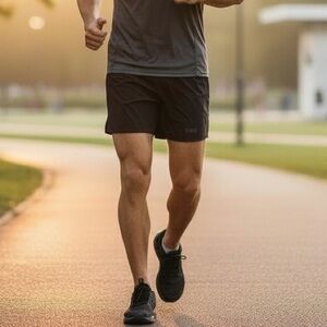 Arsuxeo Mens 2 in 1 Black Running Shorts